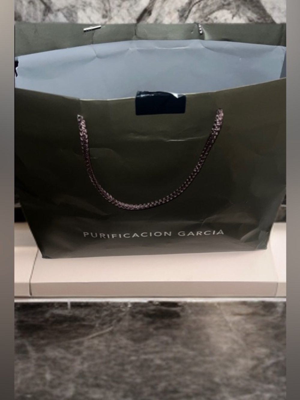 Purificacion Garcia Olive Green Shopping Bag